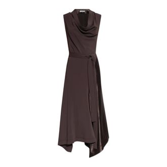 Ferragamo Dames, Jurken, Bruin, Maat: 2XS Satijn