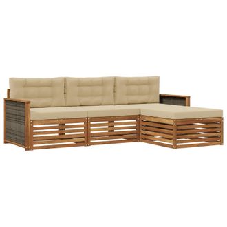 vidaXL Conjunto De Sof&aacute;s De Exterior Con Coj&iacute;n Natural Y Beige Vidaxl