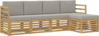 vidaXL Conjunto De Sof&aacute;s De Exterior 5 Uds. Blanco Y Gris Claro Vidaxl