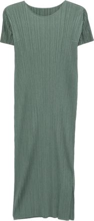 Pleats Please Issey Miyake Geplooide jurk met korte mouwen - Groen
