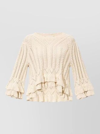 Isabel Marant norma crochet knit crewneck zigzag ruffle