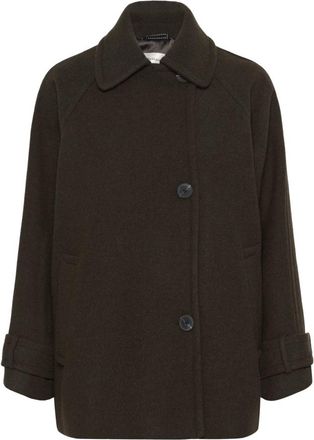 Inwear Bruine Jas met Grote Knopen - Dames - Mantel - Bruin - L - Jassen