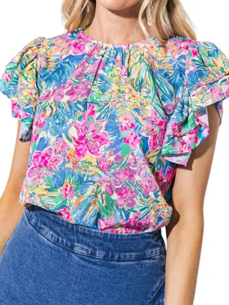 Flying Tomato Lily Blouse It Top In Blue Magenta