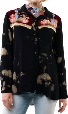 Aratta Western Blouse In Black Floral Embroidered