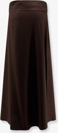 Alysi Womens Long Stretch Skirt Virgin Wool Brown