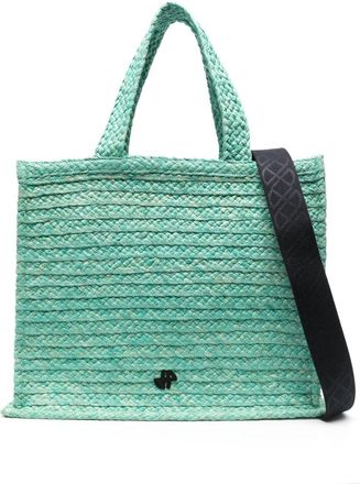 Patou large JP raffia tote bag - women - Raffia - One Size - Green