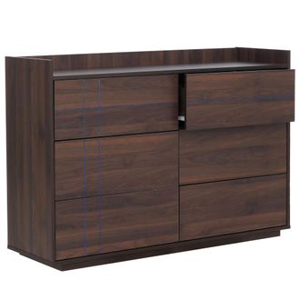 Hhg [nunca Usado] C&oacute;moda Hhg-866, Aparador, 6 Cajones Con Apertura Por Presi&oacute;n, Mdf 83 X 120 X 40 Cm, Acabado En Nogal
