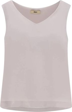 Herno V-hals Top Zonder Mouwen - Dames - Tops zonder mouwen - Beige - S - Leer - Tops