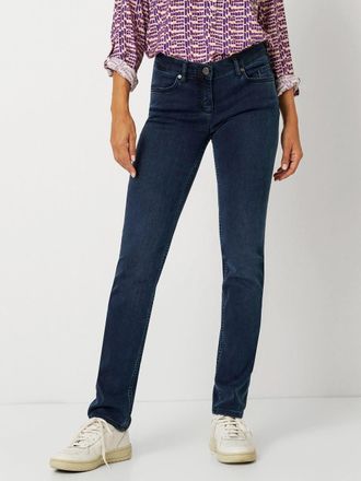 Toni Straight-Jeans TONI Perfect Shape Straight, Damen, Gr. 18, K-Gr, blau (dunkelblau used), Denim/Jeans, Obermaterial: 44% Lyocell, 30% Baumwolle, 23% Po