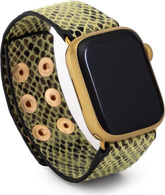 Saachi Snakeskin Faux Leather Apple Watch Watchband in Light Green at Nordstrom Rack