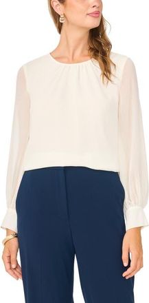 Vince Camuto Gathered Crewneck Long Sleeve Top in Toasted at Nordstrom, Size Xx-Large