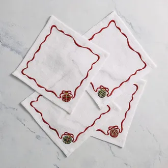 Frontgate Set of 4 Holiday Spirits Barware - Cocktail Napkins - Frontgate