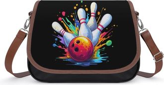 Generic Colorful Bowling Day Small Womens Crossbody Bags Shoulder Handbag with Adjustable Strap for Travel