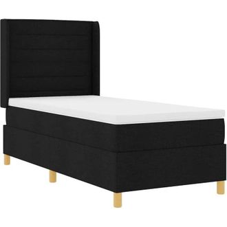 vidaXL Box Spring Bed with Mattress Black 90 x 200 cm Fabric vidaXL