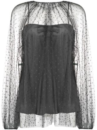 Red Valentino polka-dot tulle blouse - Grey
