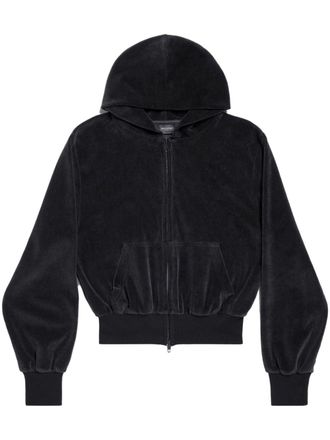 Balenciaga Handwritten embellished zip-front hoodie - unisex - Cotton - M - Black