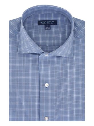 Peter Millar checked-pattern long-sleeve shirt - men - Polyester - L - Blue