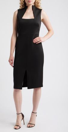 Vince Camuto Laser Cut Scuba Crepe Sheath Dress in Black at Nordstrom, Size 10