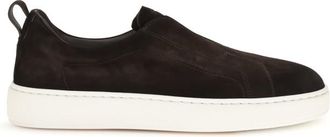 Santoni Dark Brown Slip-on Sneakers