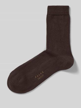 Falke Socken mit Label-Schriftzug Modell FAMILY in Dunkelbraun, Gr&ouml;&szlig;e 35-38