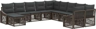 vidaXL Conjunto De Sof&aacute;s De Jard&iacute;n 11 Uds. Gris Rat&aacute;n Sint&eacute;tico Vidaxl