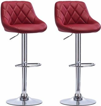 Woltu Woltu - 2 pcs bar stools chairs Breakfast Dining stools chairs for Kitchen Adjustable Dark Red