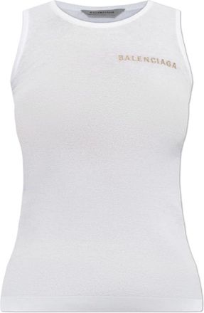 Balenciaga Tops, Dames, Wit, S, Logo Top