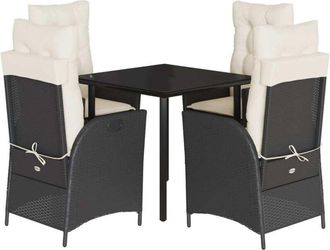 vidaXL Set De Muebles Jard&iacute;n 5 Pzas Con Cojines Rat&aacute;n Sint&eacute;tico Negro Vidaxl