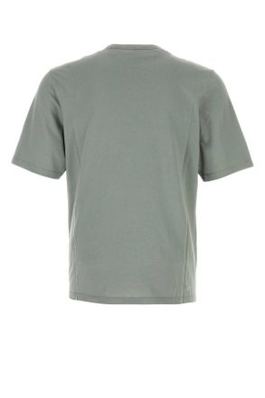 Saint Laurent Mens Sage Green Cotton T-Shirt Grisvertblanchi Exterior