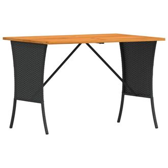 Berkfield Home Garden Table with Acacia Wood Top Black 105x75x72 cm Poly Rattan | Size: 105 x 75 x 72 cm