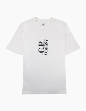 C.P. Company Mens Cp Company 30/1 Jersey Vertical Logo T-shirt White 103 - Size: 38