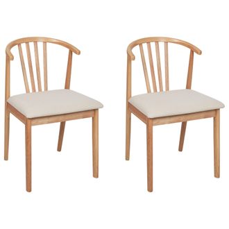 Beliani Conjunto De 2 Sillas De Comedor Elegante Asiento Tapizado Madera Clara Beige Claro Craig