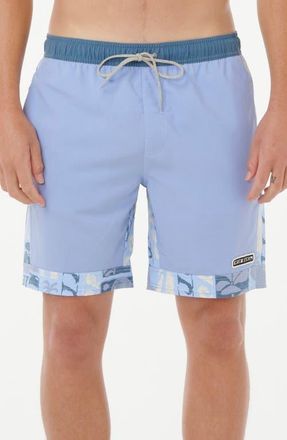 Rip Curl Aots Williams Tie Waist Swim Trunks in Spray Blue at Nordstrom, Size Large