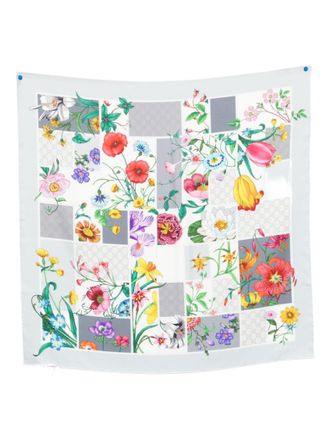 Gucci Grey Floral Scarf
