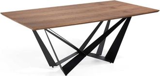 Pondecor Interiorismo Mesa rectangular Denis patas metal negro mate y sobre MDF nogal