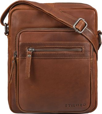 STILORD Ringo leather shoulder bag mens vintage crossbody bag retro with many compartments genuine leather bag, Colour:sila - brown