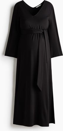 H&M MAMA Jerseykleid mit Bindeg&uuml;rtel - Schwarz