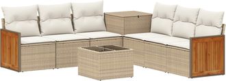 vidaXL Juego De Sof&aacute; 8 Uds. Beige Y Blanco Crema Vidaxl
