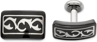 Diamond2Deal Black Ti & Sterling Silver Polished Thorn Cufflinks