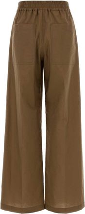Brunello Cucinelli Womens Cotton Blend Wide-Leg Trousers Brown Nylon