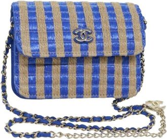 Chanel Pre-owned Vintage Canvas Schoudertas - Dames - Vintage Schoudertas - Blauw - ONE Size - Vintage