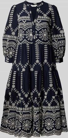 Apricot Tunikakleid mit Volantsaum und Lochstickerei in Marine, Gr&ouml;&szlig;e XXL