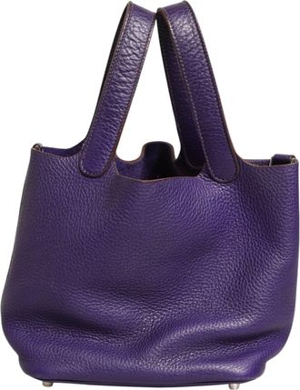 Herm&egrave;s Picotin Lock PM Clemence Leather Womens Bag (Pre-Owned)
