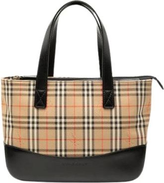Burberry Pre-owned Handbags, female, Brown, Size: ONE SIZE Pre-owned Plaid Canvas Handbag