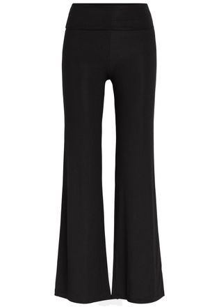 Tala Fold Over Flared-leg Stretch-modal Trousers - Black - S (UK8-10 / S)