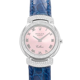 Rolex Pre-owned Rolex Cellini Quartz Diamond Pink Dial Ladies Watch 6673