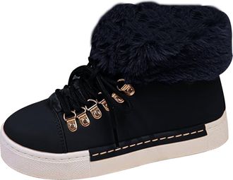 Generic Boots Winter Warm Shoes Outdoor Ski Boots Thickening Womens Non Slip Snow Boots (Black, 5.5)