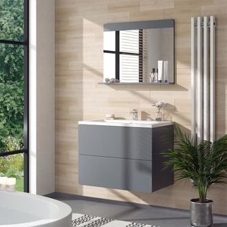 Vicco Espejo De Ba&ntilde;o Izan, Gris, 80.1 X 62 Cm
