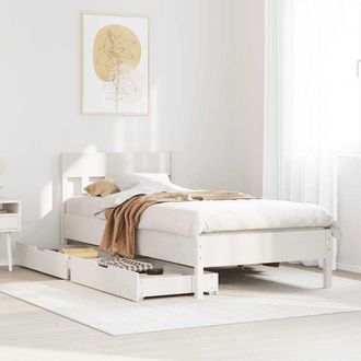 vidaXL Vidaxl - Estructura Cama Sin Colch&oacute;n Madera Maciza Pino Blanca 100x200cm