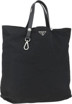 Prada Pre-owned Tote Bags, female, Black, Size: ONE SIZE Pre-owned Vintage Nylon Tote Bag